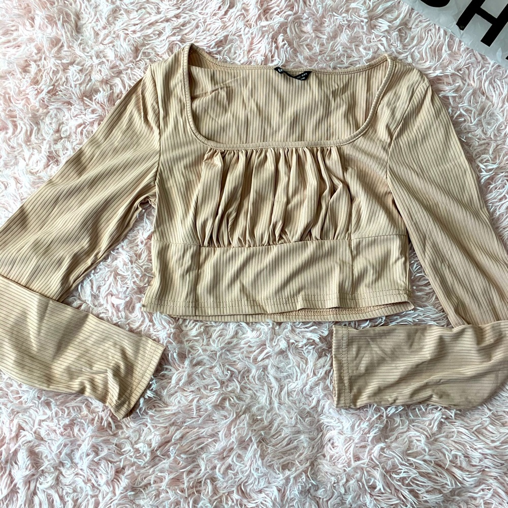 Nude Ruched Crop Top